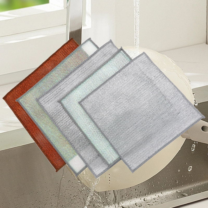 Bronze Farverig rengøringsklud Dobbeltsidet Sølvtrådskarklud