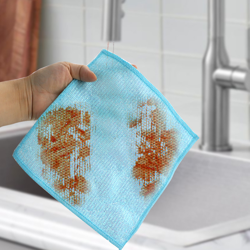 Tør og våd sølvfiberklud Farvet silkebambusfiberskureklud